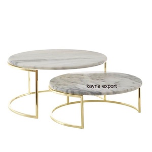 Support de table décoratif en métal avec plateau en marbre, respectueux de l'environnement, fournisseur indien, pour la décoration de mariages et de fêtes. - Product Image 2