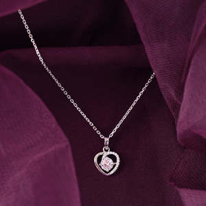Compre Colgantes de Plata de Ley 925 de Primera Calidad para Mujeres y Niñas, Forma Geométrica de Corazón, Rodio con Topacio, Circonita, Diamante, en Caja - Product Image 2