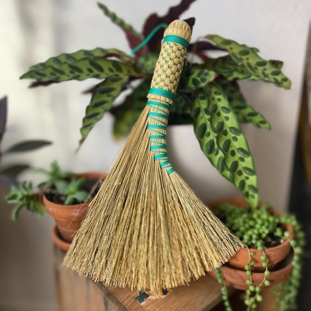 Vintage Handmade Straw Whisk Broom for Home & Hotel Decoration Art Deco Design