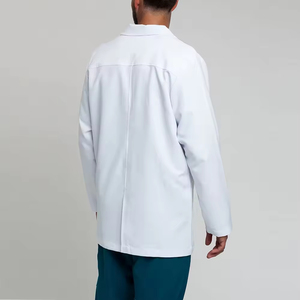เสื้อโค้ทแลปผ้าฝ้ายสำหรับโรงพยาบาลแขนยาวมีกระเป๋า - Product Image 2