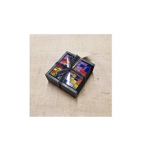 Personalized Mosaic <b>Drink</b> <b>Coasters</b> Gold Rim Agate Slice <b>coaster</b> Set and Customized Size Cheap Price Handmade - Product Image 2