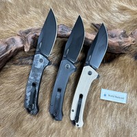 Couteau de poche pliable EDC avec lame en acier 14C28N recouverte de noir, couteau de survie compact pour le camping en plein air, manche en G10