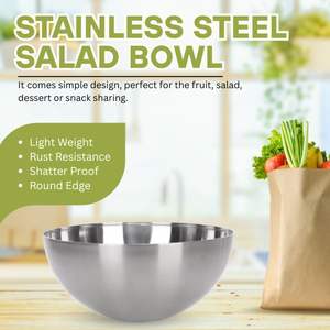 Top grossiste d'une seule pièce bol à salade en acier inoxydable bord profond va au lave-vaisselle pour la cuisson cuisson préparation du stockage des aliments - Product Image 2