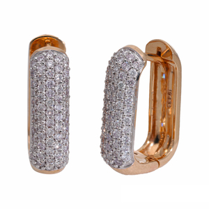 Boucles d'oreilles créoles classiques luxueuses en or 14 carats plaqué rhodium, ornées de diamants naturels ronds taille brillant de 0,59 carats, sertis pavé - Product Image 5