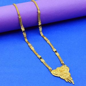 จี้ห้อยระย้าสีทอง24K แบบขายส่ง, เครื่องประดับสำหรับงานแต่งงานแบบดั้งเดิม, เครื่องประดับแฟชั่น, mangalsutra พร้อมลูกปัดสีดำ - Product Image 3