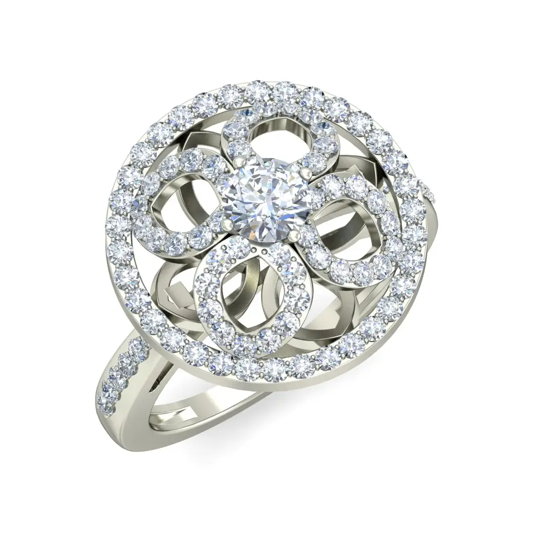 브릴리언트 다이아몬드 칵테일 링 맞춤형 꽃 디자인 솔리테어 랩 다이아몬드 결혼 반지 신부를 위해 14 화이트 골드