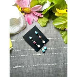 Pendientes Colgantes de Plata de Ley con Diseño de Gota de Agua y Dalia de Algodón Hechos a Mano por Artesanos Navajo, Ideales para Regalo - Product Image 2