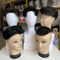 Prótesis Capilar Masculina de Encaje Completo Pre-cortada, Cabello Humano Natural, Solución para la Pérdida de Cabello en Hombres