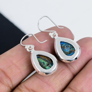 <b>Top</b> Quality 925 Sterling Silver Plated Bohemian Style Fashionable <b>Rainbow</b> Calsilica Gemstone Natural Bezel Anniversary Earring - Product Image 6