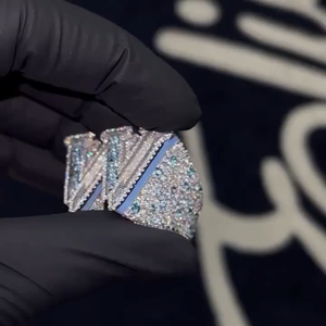 แหวนเงินแท้ 925 ประดับเพชรโมอิสซาไนต์ VVS รูปตัวอักษร B แบบ Iced Out ดีไซน์หรูหรา ระยิบระยับ สไตล์ Drip สำหรับผู้ชายและผู้หญิง - Product Image 2