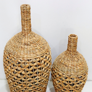 Artex Dong Thap Rustic Water Hyacinth Woven <b>Floor</b> <b>Tall</b> Bottle <b>Vase</b> Set of 2 - Product Image 5