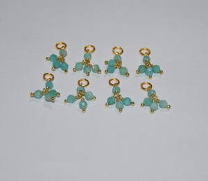 Perles enveloppées d'un seul fil d'amazonite naturelle de qualité supérieure. Gemstone Dangle1 + 3 perles de fil unique Pièces de chapelet pour la fabrication de bijoux - Product Image 5