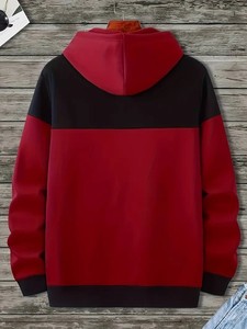 Sudadera con capucha informal de alta calidad para hombre, en colores sólidos cómodo estampado de letras, ajuste holgado para primavera y otoño, teñido liso - Product Image 2