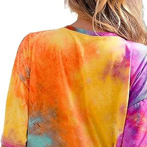 T-shirt Colortone 100% coton réactif tie-dye multicolore arc-en-ciel, écologique, respirant, séchage rapide, style hip-hop, pour femmes et hommes, taille 2X - Product Image 6