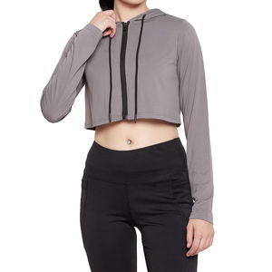 เสื้อฮู้ดเอวลอยสำหรับผู้หญิงเสื้อฮู้ดระบายอากาศได้ดีโลโก้ออกแบบได้ตามต้องการ - Product Image 1