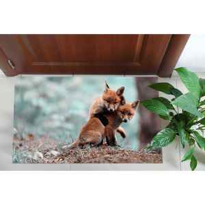 Tapis imprimé renard, tapis paysage forestier, tapis animaux sauvages, tapis fin non tissé - Product Image 5