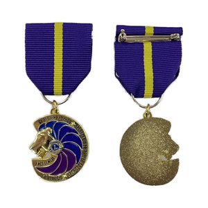 Médaille personnalisée en métal zinc plaqué or avec logo émaillé, badge à ruban court, forme d'ancre, Lions Club, impression UV 1 couleur, cadeau, moulage sous pression - Product Image 5
