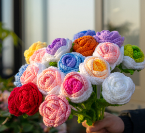 Novel Rose Lotus Handmade Chenile Large Knitted <b>Flower</b> Bouquet <b>Artificial</b> <b>Flowers</b> Modern Mother's Day Valentine's Day Christmas - Product Image 2