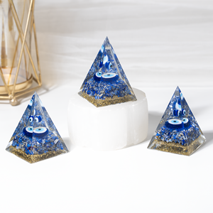 Pyramides de protection contre le mauvais œil de qualité supérieure avec cristaux de lapis-lazuli, pyramide d'énergie orgonique pour la guérison et la méditation - Product Image 2
