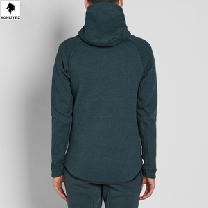 เสื้อฮู้ดผู้ชายแบบสวมหัวสีดำทำจากผ้าขนสัตว์ยืดหยุ่นแบบลำลอง - Product Image 4