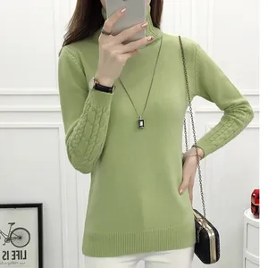 New solid color pullover short spring autumn knitted sweaters bottom shirt fashion all-match pullover for womens