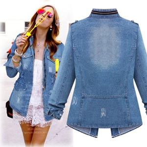 Women's Denim Jacket <b>Elastic</b> Cinched <b>Waist</b> Slim Crop Short Biker Outerwear Casual Washed <b>Jean</b> Coat for Spring Autumn Harajuku - Product Image 2