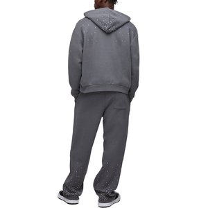 Sweat-shirts d'hiver gris uni de haute qualité, vente chaude, OEM, 100% coton polaire, coupe-vent, strass - Product Image 3