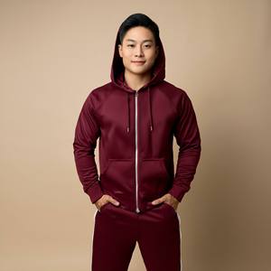 ชุดเซ็ทลำลองแฟชั่น ทูพีซ เสื้อฮู้ดซิปเต็มตัวผ้าฟลีซเทคผสมผ้าฝ้าย สำหรับฤดูหนาว ไซส์พลัส สไตล์สปอร์ต  พร้อมโลโก้สั่งทำได้  แบบยูนิเซ็กส์ - Product Image 2