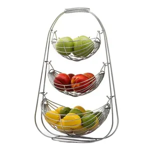 Haute qualité en métal 3 niveaux meilleure vente table panier de fruits décor à la maison nouveau Design personnalisé forme panier