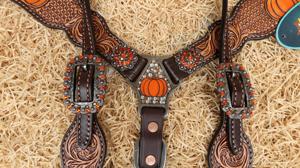 High Quality Handcrafted Western Beaded Leather Horse Tack Set Comfortable Durable Tooled Breast Collar Headstall Customizable - Product Image 6