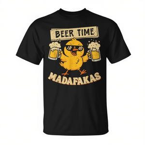 เสื้อยืดลายมีมไก่ดื่มเบียร์ โปรโมชั่นไก่ดื่มเบียร์ ตลกๆ - Product Image 2