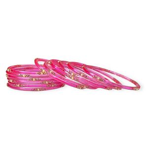 Bracelets tendance en verre rose plaqué or avec perle taille émeraude, bijoux de mariage et de mariée à prix de gros, prêts à être expédiés - Product Image 1