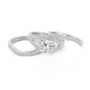 Juego de Anillos de Novia Jeulia Art Deco con Corte Princesa, 3 Piezas con Circonita - Product Image 2