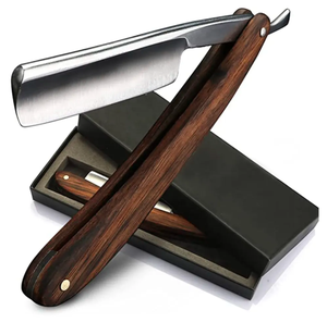 Rasoir à gorge coupe droite manuel en acier inoxydable industriel de haute qualité pour hommes manche en bois rasage de barbier à bord droit - Product Image 1