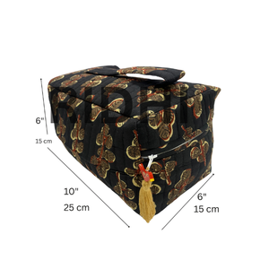 Bolsa de Viaje Multiusos Reutilizable de Algodón Acolchado Estilo Vintage con Estampado Block Print Midnight Meadow, Ecológica y Grande, para Cosméticos - Product Image 2