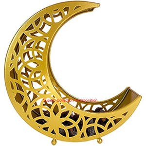 ถาดเสิร์ฟอาหารและขนมโลหะสำหรับตกแต่งงานเลี้ยงอิสลามถาดเสิร์ฟอาหารรูปดวงจันทร์และดาวสีทองหรูหรา - Product Image 3