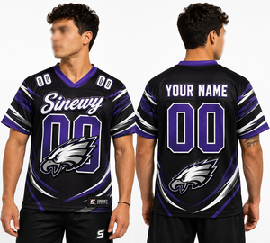 Maillot de football américain personnalisé à col en V pour hommes, femmes et jeunes, respirant, sublimé, uniforme d'équipe performant à manches courtes - Product Image 1