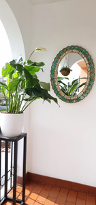 Beautiful Turquoise <b>Gold</b> <b>Mirror</b>, 70cm Oval, Interior decoration, Decorative <b>mirrors</b> Venetian Silver Accent - Product Image 4