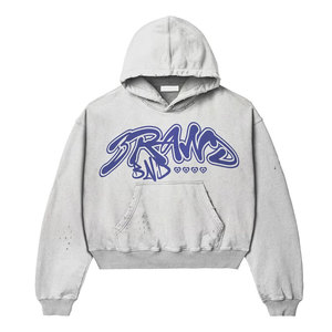 Nouvel Arrivage Survêtement Homme Style Urbain Effet Délavé au Soleil Coupe Ample Strass Délavage Acide Ensemble 2 Pièces à Capuche et Pantalon Empilé - Product Image 3