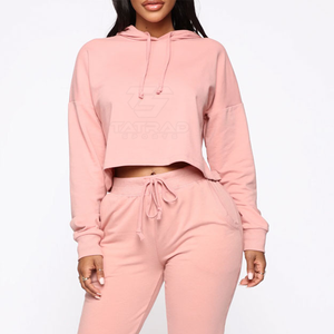 Hauts à capuche pour femmes en coton 100% Streetwear, crop tops à capuche, grandes tailles, respirants, de haute qualité, best-sellers - Product Image 1