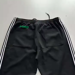 Custom Logo Curved Striped Wide Leg Breathable Quick Dry Sweatpants 100% Cotton Canvas 400GSM Straight Stacked Loose Men's Pants - Product Image 6