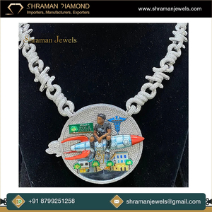 เครื่องประดับแฟชั่นหรูคุณภาพสูงสำหรับผู้ชาย จี้เพชรโมอิสซาไนต์ทรงกลมแบบฮิปฮอป รุ่น “ROCKET MAN” ประดับเพชร VVS พร้อมสร้อยคิวบันแบบแหลม 18 นิ้ว - Product Image 5