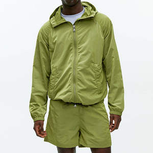 Custom 2-Piece Windbreaker Short <b>Jacket</b> Set <b>Cargo</b> Zip-Up Nylon Polyester Streetwear Tracksuit for <b>Men</b> OEM Service - Product Image 3