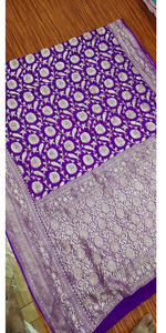 Sari de Georgette Khaddi Puro de Primera Calidad, Tejido Semiautomático Intrincado, Diseño Tradicional Elegante, para Fiestas, Venta al por Mayor para Mujeres - Product Image 3
