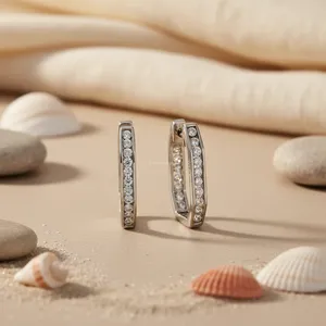 Pendientes de aro de plata para mujer con circonita cúbica, joyería de cristal, regalo - Product Image 1