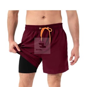 Pantalones cortos deportivos para correr de doble capa para hombre, pantalones cortos de gimnasio de doble capa con múltiples bolsillos - Product Image 2