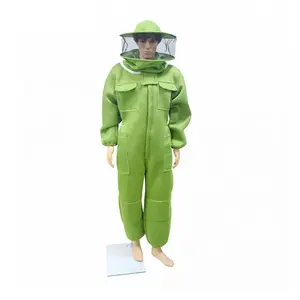 Latest Arrival Professional Khaki Adult Three Layers Bee Suit Non-Woven Beekeeping Suits For Professional Bee Keepers