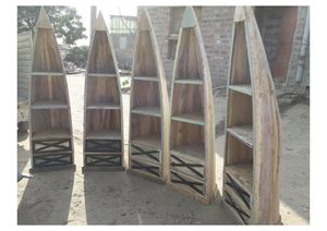 Modern <b>Vintage</b> Large Size Artist Storage <b>Cabinet</b> Luxury Boat Shape Wood Furniture Organizer for <b>Kitchen</b> Villa or Bar - Product Image 3