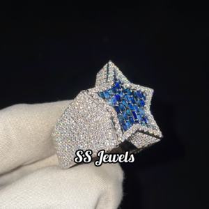 4,85 Ct Original Diamond Star Champion Hombres Religiosos Baguette Cut Pave Setting Rodio Plateado 925 Anillo de plata esterlina VVS1 - Product Image 1
