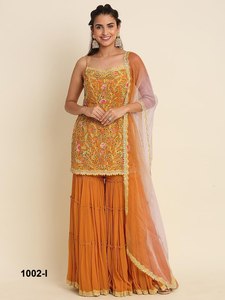 Exclusivo y hermoso traje Salwar de 3 piezas de diseño, con tela GEORGETTE de alta calidad, disponible en varios colores para adultos. - Product Image 5